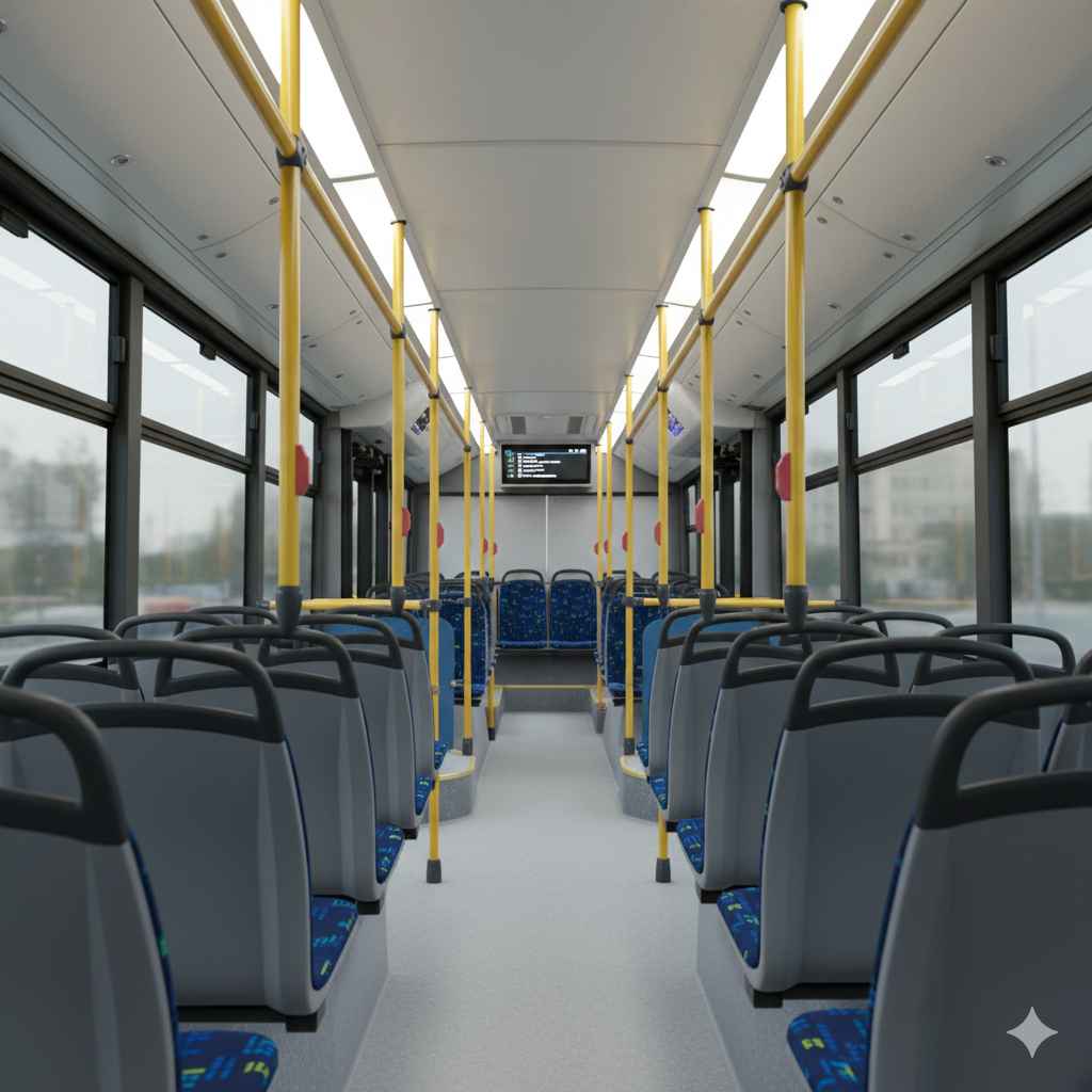 Repuestos y accesorios para buses con faros instalados.